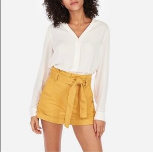 Express Extreme High Rise Paperbag Shortie Yellow Shorts Size 8